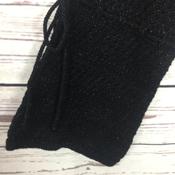 Style Co Lace-Up Lantern-Sleeve Deep Black Sweater - Picture 2 of 8